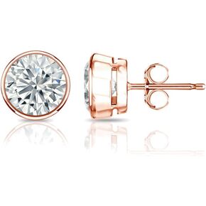 1/4 to 2 Carat Diamond Round Stud Earrings in 14k Gold (cttw, O. White, I2-I3) Bezel-set Push-back by Diamond Wish in Saudi Arabia