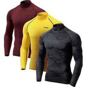 TSLA 1 or 3 Pack Men's UPF 50+ Mock Long Sleeve Compression Shirts, Athletic Workout Shirt, Water Sports Rash Guard in Saudi Arabia