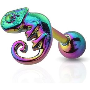 Cartilage Earring 16g Cute Chameleon Tragus Helix Stud Conch Ring Body Piercing Animal Reptile in Saudi Arabia