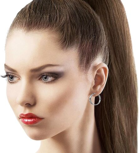 أقراط Galaxy Gold GG 14k من الذهب الأبيض الخالص بحلقة لا نهاية لها بقياس 2 مم/سمك متوفرة بأقطار متعددة - in Kuwait
