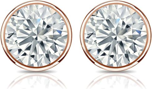 1/4 to 2 Carat Diamond Round Stud Earrings in 14k Gold (cttw, O. White, I2-I3) Bezel-set Push-back by Diamond Wish in Saudi Arabia