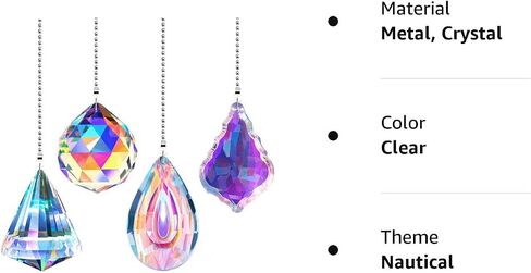 4 قطع كريستال Suncatcher سقف مروحة سحب سلسلة صانع ملون سحب سلسلة تمديد مع موصل للحمام المرحاض ضوء السقف مروحة ضوء (لونجان، جولة، مضلع، رباعي) in Kuwait