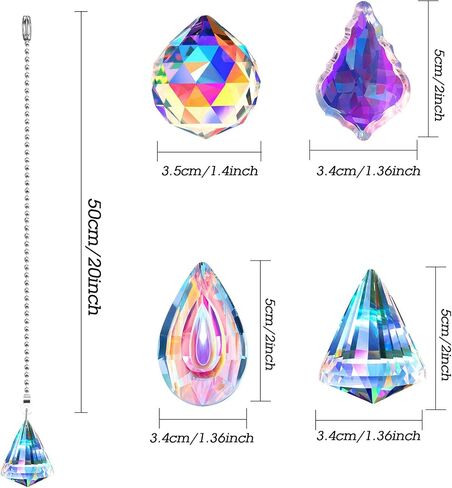 4 قطع كريستال Suncatcher سقف مروحة سحب سلسلة صانع ملون سحب سلسلة تمديد مع موصل للحمام المرحاض ضوء السقف مروحة ضوء (لونجان، جولة، مضلع، رباعي) in Kuwait