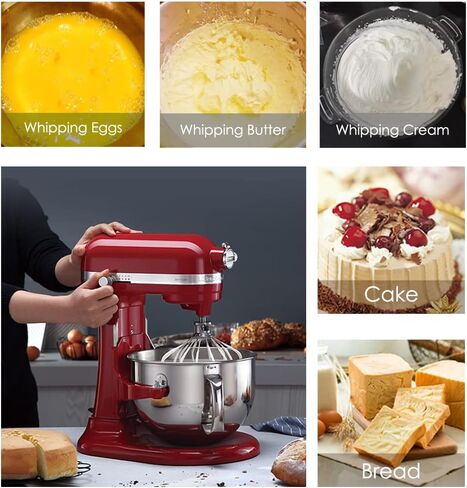سوط سلك من الفولاذ المقاوم للصدأ KN256 لخلاط رفع الوعاء بسعة 6 كوارت، و6 خفاقة سلكية لـ Kitchenaid Professional 600، KP26M1X، KD2661X، KP2671X، Pro 6500، شديد التحمل، آمن للاستخدام في غسالة الأطباق، خفاقة بالون in Kuwait