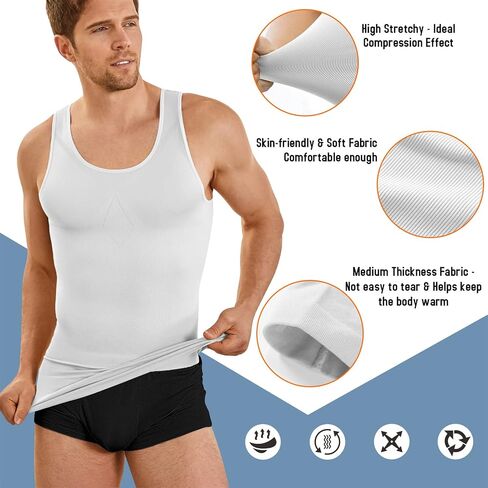 TAILONG Compression Shirts for Men Shapewear Slimming Body Shaper Waist Trainer Vest Workout Tank Tops Abdomen Undershirts in Saudi Arabia
