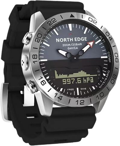 CakCity Altimeter Watch Stainless Steel Analog Digital Watches for Men Waterproof Pilot Watch Compass Diving Outdoor Sport Watch for Men 20ATM in Kuwait