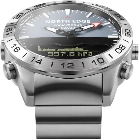 CakCity Altimeter Watch Stainless Steel Analog Digital Watches for Men Waterproof Pilot Watch Compass Diving Outdoor Sport Watch for Men 20ATM in Kuwait