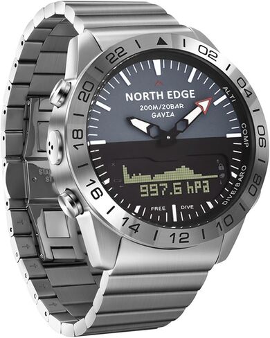 CakCity Altimeter Watch Stainless Steel Analog Digital Watches for Men Waterproof Pilot Watch Compass Diving Outdoor Sport Watch for Men 20ATM in Kuwait