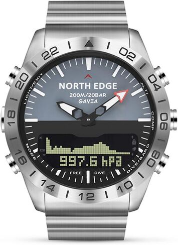 CakCity Altimeter Watch Stainless Steel Analog Digital Watches for Men Waterproof Pilot Watch Compass Diving Outdoor Sport Watch for Men 20ATM in Kuwait