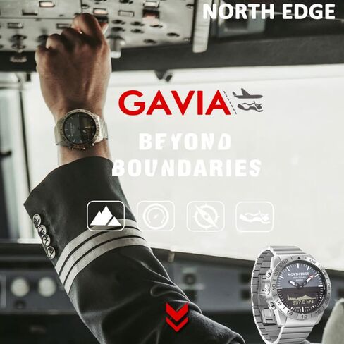 CakCity Altimeter Watch Stainless Steel Analog Digital Watches for Men Waterproof Pilot Watch Compass Diving Outdoor Sport Watch for Men 20ATM in Kuwait