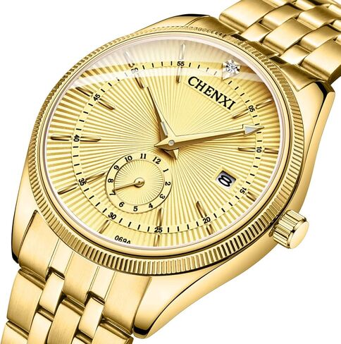 FANMIS Men's Luxury Analog Quartz Gold Wrist Watches Business Stainless Steel Band Dress Wrist Watch Classic Calendar Date Window 3ATM Water Resistant in Saudi Arabia