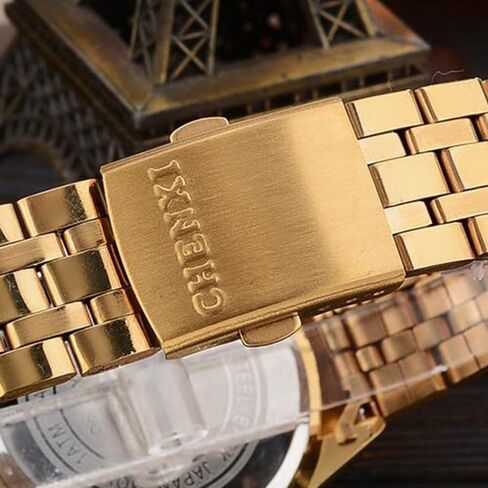 FANMIS Men's Luxury Analog Quartz Gold Wrist Watches Business Stainless Steel Band Dress Wrist Watch Classic Calendar Date Window 3ATM Water Resistant in Saudi Arabia
