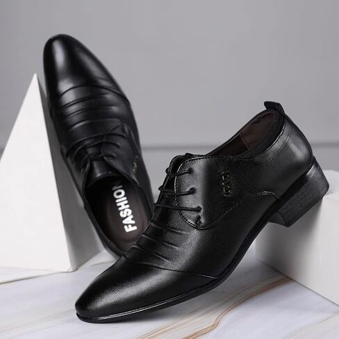ZHOUYF Mens Dress Shoes Fashion Lace-up Pointed Toe Breathable Leather Formal Shoes Business White Wedding Shoes Classic Casual Outdoor Oxford Shoes for Men in Saudi Arabia