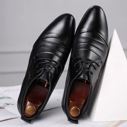 ZHOUYF Mens Dress Shoes Fashion Lace-up Pointed Toe Breathable Leather Formal Shoes Business White Wedding Shoes Classic Casual Outdoor Oxford Shoes for Men in Saudi Arabia