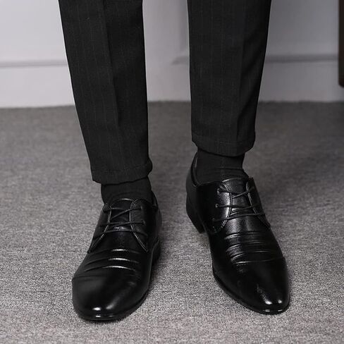 ZHOUYF Mens Dress Shoes Fashion Lace-up Pointed Toe Breathable Leather Formal Shoes Business White Wedding Shoes Classic Casual Outdoor Oxford Shoes for Men in Saudi Arabia