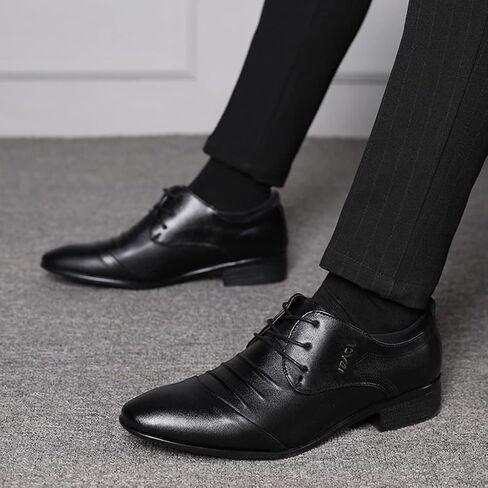ZHOUYF Mens Dress Shoes Fashion Lace-up Pointed Toe Breathable Leather Formal Shoes Business White Wedding Shoes Classic Casual Outdoor Oxford Shoes for Men in Saudi Arabia
