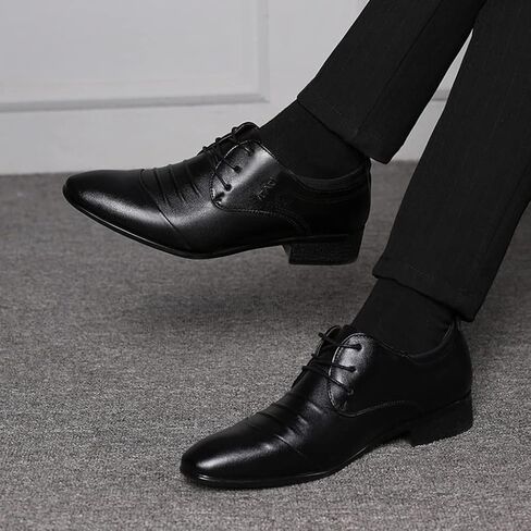 ZHOUYF Mens Dress Shoes Fashion Lace-up Pointed Toe Breathable Leather Formal Shoes Business White Wedding Shoes Classic Casual Outdoor Oxford Shoes for Men in Saudi Arabia