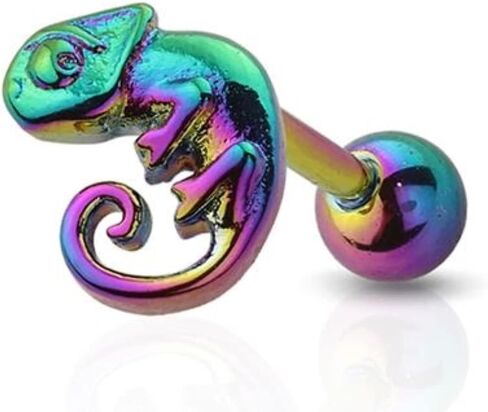 Cartilage Earring 16g Cute Chameleon Tragus Helix Stud Conch Ring Body Piercing Animal Reptile in Saudi Arabia
