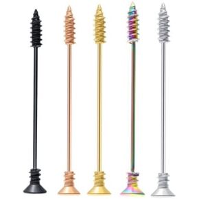 14G Screw Shaped Industrial Barbell - 5 Color Options - 14 Gauge Industrial Cartilage Piercing Body Jewelry in Saudi Arabia