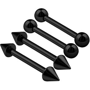 4PCS Stainless Steel Black Straight Barbell 16g 3/8 10mm 3mm Ball Cone Cartilage Helix Earrings Rook Piercing Jewelry 0775 in Saudi Arabia