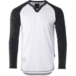 ZIMEGO Mens Long Sleeve V Neck Henley - Thin Color Block Raglan Casual T-Shirt in Saudi Arabia
