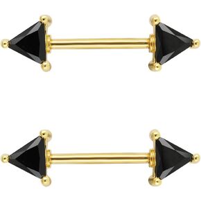 Excepro Nipplerings Barbell 316L Surgical SS Black CZ Nipple Barbell Shiny Nipple Piercing Fairyland in Kuwait