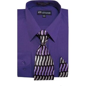 Milano Moda Men's Long Sleeve Dress Shirt With Matching Tie And Handkie in Saudi Arabia