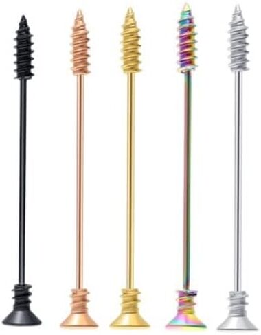14G Screw Shaped Industrial Barbell - 5 Color Options - 14 Gauge Industrial Cartilage Piercing Body Jewelry in Saudi Arabia