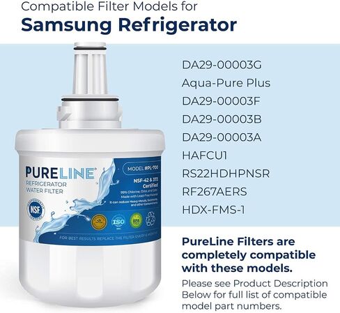 Pureline DA29-00003G Water Filter Samsung Replacement for DA29-00003G, Aqua-Pure Plus, RSG257AARS, DA29-00003F DA29-00003B, DA29-00003A, HAFCU1, RF267AERS, RS22HDHPNSR, HDX-FMS-1. (3 Pack) in Saudi Arabia