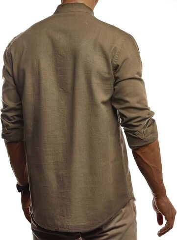 Leif Nelson Men's Short-Sleeved Shirt, Summer T-Shirt, Stand-up Collar, 100% Cotton LN3865 in Saudi Arabia