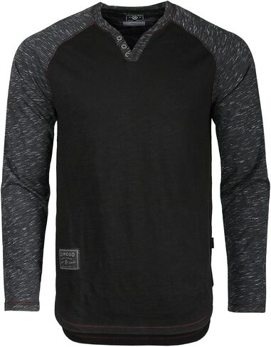 ZIMEGO Mens Long Sleeve V Neck Henley - Thin Color Block Raglan Casual T-Shirt in Kuwait
