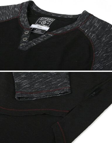 ZIMEGO Mens Long Sleeve V Neck Henley - Thin Color Block Raglan Casual T-Shirt in Kuwait
