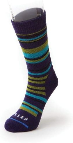 FITS Medium Hiker – Crew: Hiking Socks for Camping, Trails, Trekking, Fishing, Hunting, and Outdoors, Striped - M in Kuwait