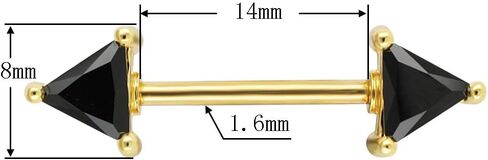 Excepro Nipplerings Barbell 316L Surgical SS Black CZ Nipple Barbell Shiny Nipple Piercing Fairyland in Kuwait