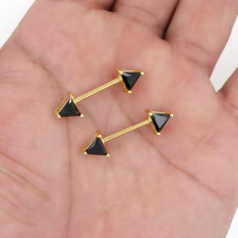 Excepro Nipplerings Barbell 316L Surgical SS Black CZ Nipple Barbell Shiny Nipple Piercing Fairyland in Kuwait