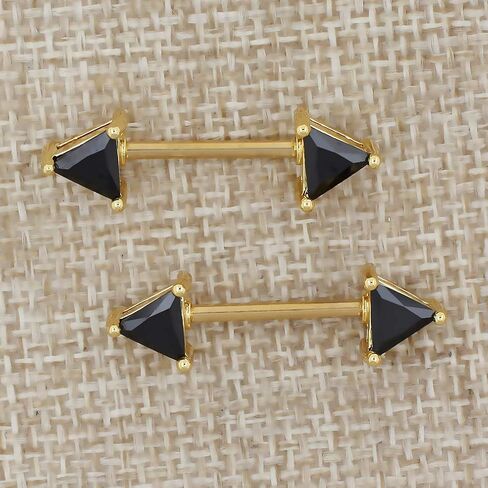 Excepro Nipplerings Barbell 316L Surgical SS Black CZ Nipple Barbell Shiny Nipple Piercing Fairyland in Kuwait