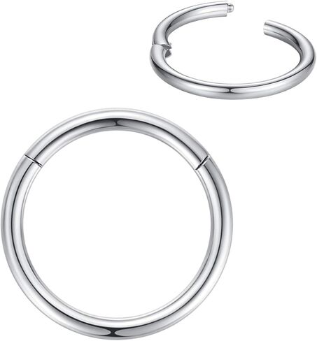 Followmoon 316L Surgical Steel Nose Rings Hoop Septum Clicker Hinged Segment Ring Lip Ear Piercing Earrings for Cartilage Helix Tragus Conch Rook 20g 18g 16g 14g 12g 10g 8g,Inner Diameter 5mm to 22mm in Saudi Arabia