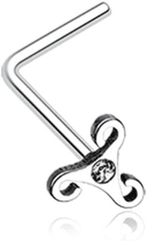 Covet Jewelry Trinity Icon Sparkle L-Shaped Nose Ring in Saudi Arabia