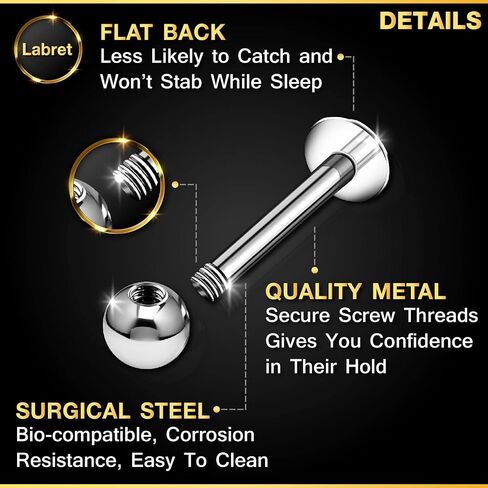 3PCS Steel Labret 16g 1.2mm 4mm Ball Marilyn Monroe Spiderbite Tragus Snakebites Earrings Spiderbite Piercing Jewelry in Saudi Arabia