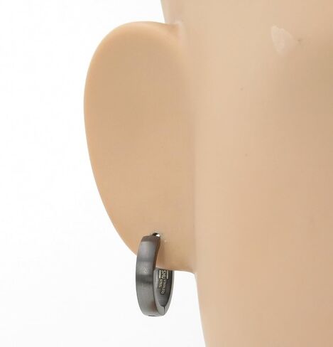 Stainless Steel Curved Face Round Hoop Men Earrings Gold Silver Black 18mm in Kuwait