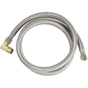 Everflow Supplies 27748PR-NL Premium Braided Stainless Steel Premium Dishwasher Connector Hose with PVC Inner Tube, 3/8" Compression Connections and Brass Elbow, 48" in Saudi Arabia