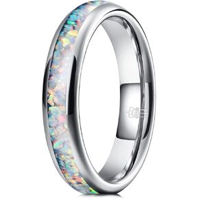 THREE KEYS JEWELRY Mens Womens 4mm 8mm Galaxy Collection Fire Created-opal Inlay Tungsten Wedding Rings Band in Kuwait