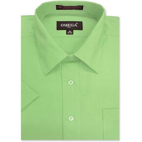 OmegaTux Mens Short Sleeve Solid Color Dress Shirts in Kuwait