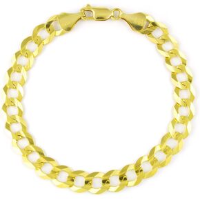 Nuragold 14k Real Yellow Gold Solid Cuban Curb Link 8mm Chain Bracelet (7"-9") Italian Jewelry for Men