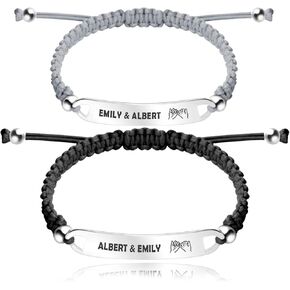 YATEDIY Personalized ID Couple Bracelets Custom Engraved Hand Braided Rope Wrist Bracelet Men Women Friendship Adjustable Custom Valentine's Day in Saudi Arabia