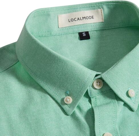 LOCALMODE Men's Casual Slim Fit Short Sleeve Button Down Solid Oxford Dress Shirt in Saudi Arabia