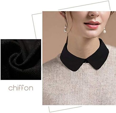 Joyci OL Joker Shirt Fake Collar Black Side Embroidery Chiffon Decorative Collar in Kuwait