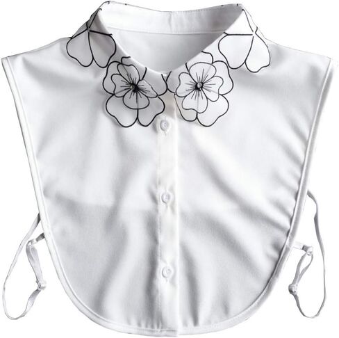 Joyci OL Joker Shirt Fake Collar Black Side Embroidery Chiffon Decorative Collar in Saudi Arabia