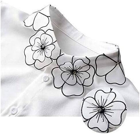 Joyci OL Joker Shirt Fake Collar Black Side Embroidery Chiffon Decorative Collar in Saudi Arabia