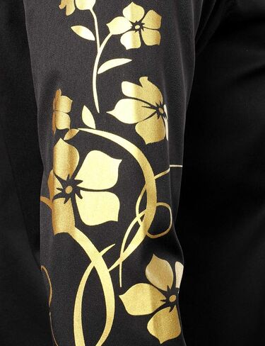 ZEROYAA Men's Hipster Shiny Design Slim Fit Long Sleeve Button Up Party Dress Shirts in Kuwait